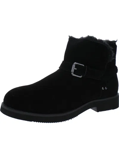Style & Co Womens Suede Buckle Shearling Boots In Black