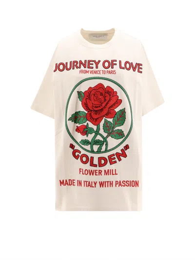 Golden Goose T-shirt In Heritage White Multicolor