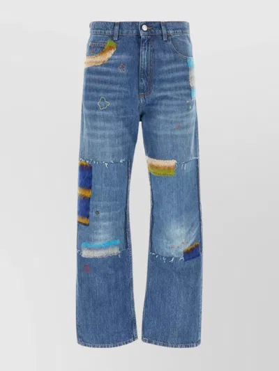 Marni Patchwork Straight-leg Jeans In Blue