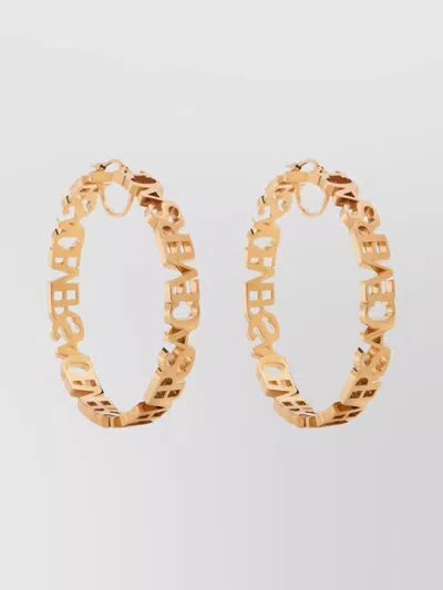 Versace Gold Brass Earrings In Oro