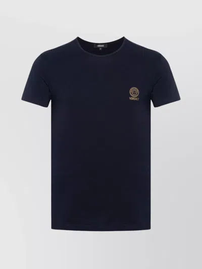 Versace Short-sleeved Crewneck T-shirt In Blu