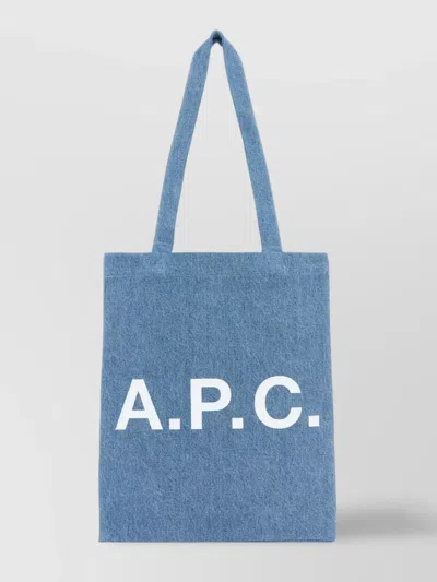 Apc Lou Logo Detail Tote Bag In Denim