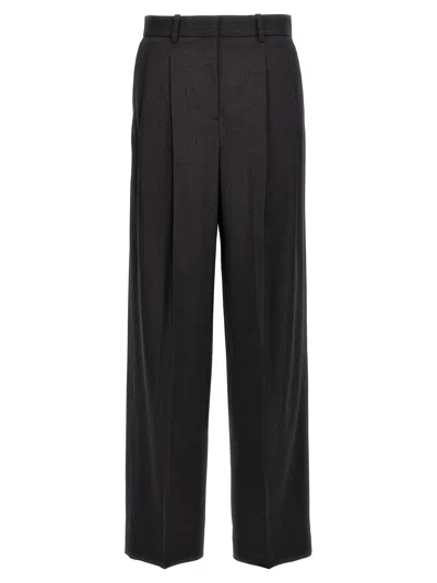 Theory Loose Leg Trousers In Grey