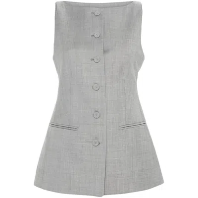 Mark Kenly Domino Tan Mélange Wool Vest In Grey
