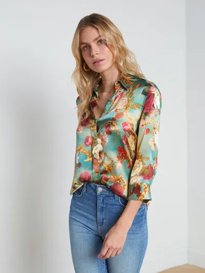 L Agence Dani Silk Blouse In Small Multi Rococo