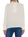 Stella Mccartney High Neck Silk Ruffle Blouse In Pink