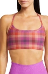 Beyond Yoga Womens Chai Winter Check Softmark Racerback Stretch-woven Sport Bra