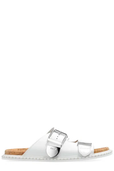Chloé Rebecca Leather Slides In White