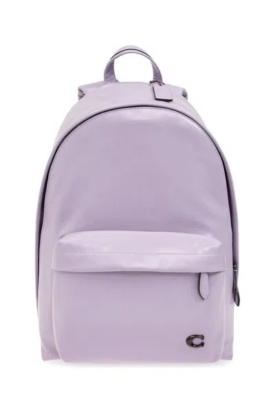 Coach Hall Leather Backpack In Purple