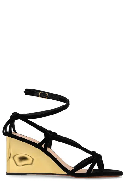 Chloé Rebecca Velvet Wedge Sandals In Black