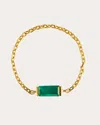 Yi Collection Women's Emerald Baguette Chain Ring Cotton In Multicolor