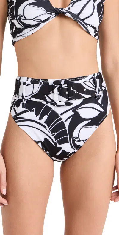 Ramy Brook Palm Printed Charley Bikini Bottoms In Black Palm