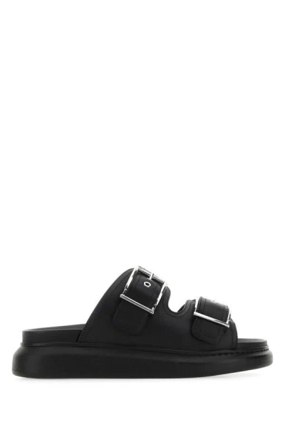 Alexander Mcqueen Woman Black Leather Slippers