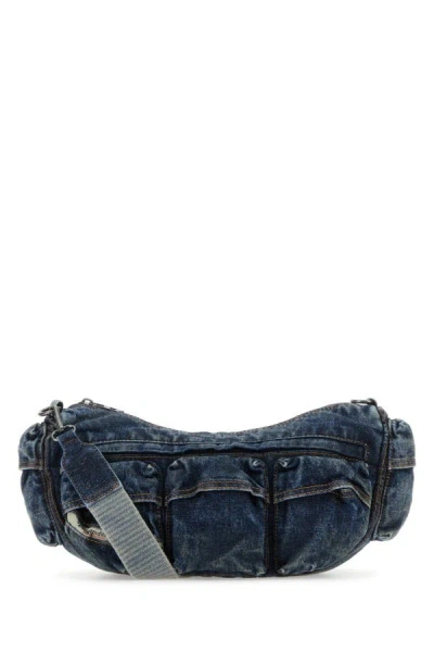 Diesel Man Denim Travel 3000 Crossbody Bag In Blue