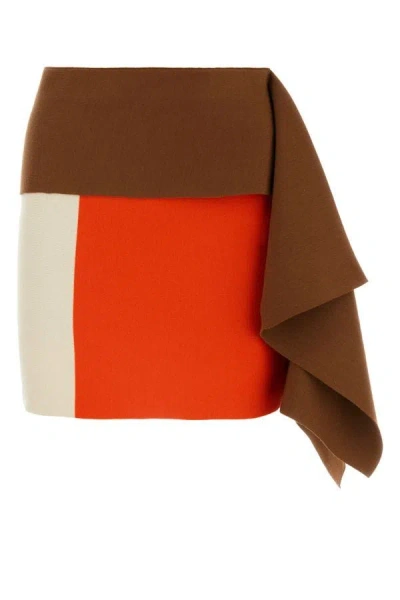 Fendi Asymmetric Mini Skirt In Multicolor