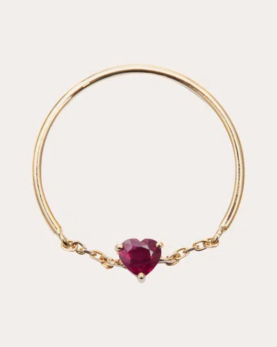 Yi Collection Women's Ruby Heart Half Chain Ring 18k Gold In Multicolor