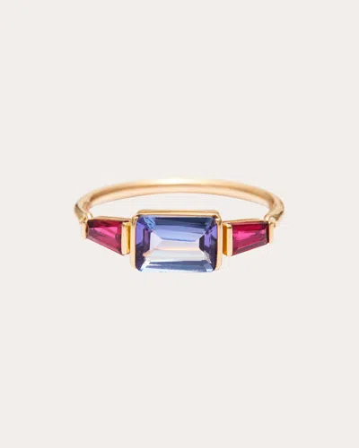 Yi Collection Women's Tanzanite And Ruby Ring 18k Gold In Multicolor