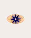 Colette Jewelry Women's Blue Starburst Diamond Signet Ring 18k Gold In Multicolor