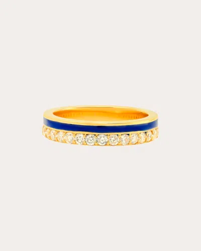Colette Jewelry Women's Blue Enamel & Diamond Band 18k Gold In Multicolor