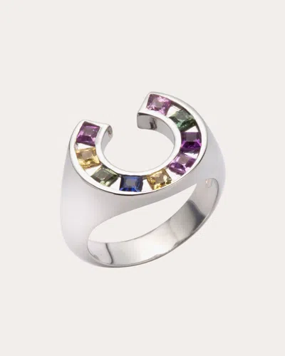Jolly Bijou Women's Multicolor Sapphire Sundial Ring 14k Gold