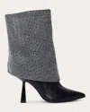 Black Suede Studio Women's Cecille Crystal Folded Boot In Crystal Embellished Suede/black Nappa Leather