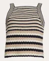 Eleven Six Women's Terra Stripe Crochet Tank Top In Ivory/black/sand