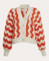 Eleven Six Women's Luna Cropped Cardigan In Ivory & Tomato