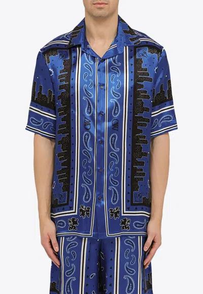 Off-white Bandana Print Bowling Shirt In Blue