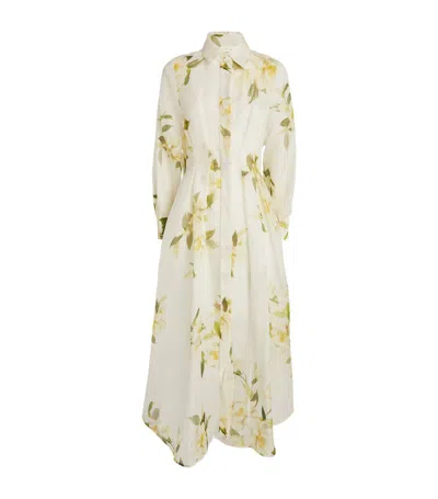 Zimmermann Harmony Buttoned Maxi Shirt Dress In Multi Ivory
