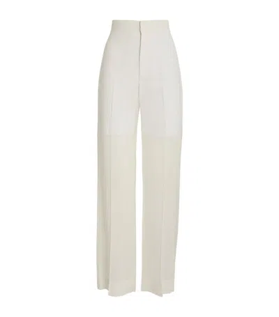 Victoria Beckham Straight Tailored Trousers In White
