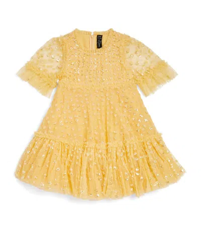 Needle & Thread Kids' Tulle Sequinned Raindrop Dress (4-10 Years) In Yellow