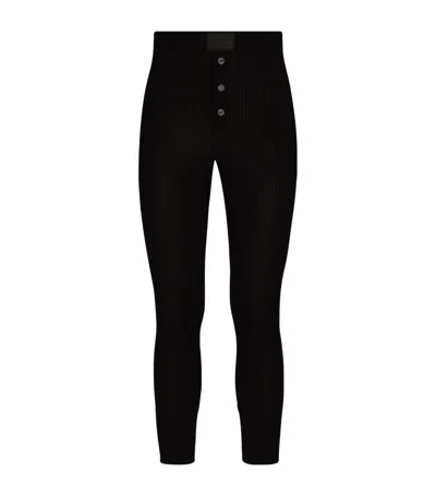 Dolce & Gabbana Ribbed Cotton Leggings In Black