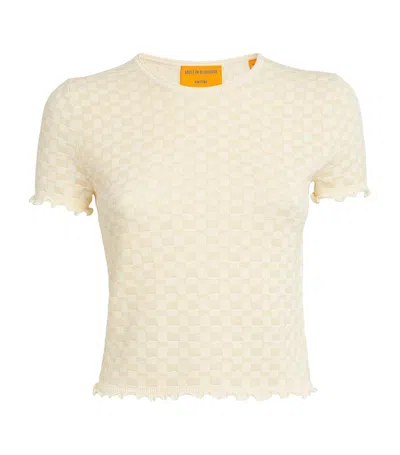 Guest In Residence Cotton-silk Cropped T-shirt In Ivory