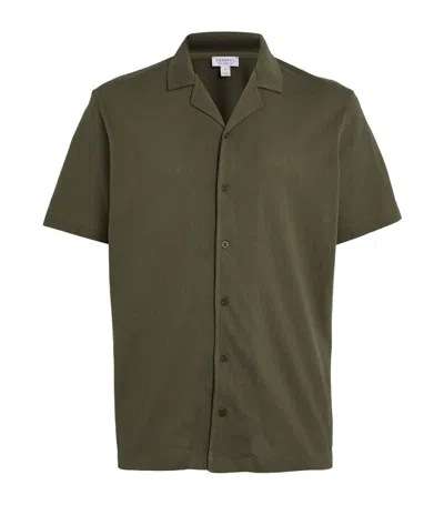 Sunspel Notched-collar Riviera Shirt In Green