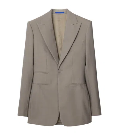 Burberry Single-breasted Wool Blazer Jacket In Beige