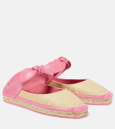 Jimmy Choo Reka Knotted Bow Espadrille Mules In Candy Pink/natura