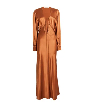 Christopher Esber Silk Maxi Dress In Brown