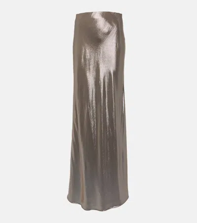Brunello Cucinelli Satin Gabardine Maxi Skirt In Silber