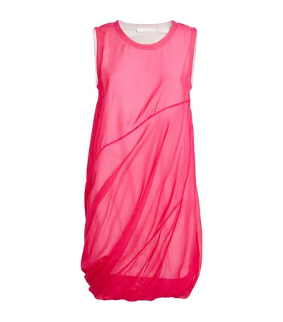 Helmut Lang Silk Bubble-hem Mini Dress In Pink