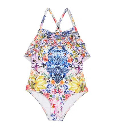 Camilla Kids' Frill-trim Printed Swimsuit (4-10 Years) In Multi