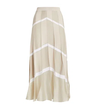 D-exterior Striped Pleated Skirt In Grey