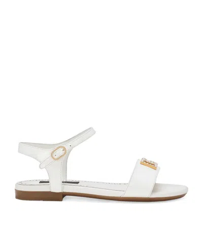 Dolce & Gabbana Kids' Logo Patent Sandals In White