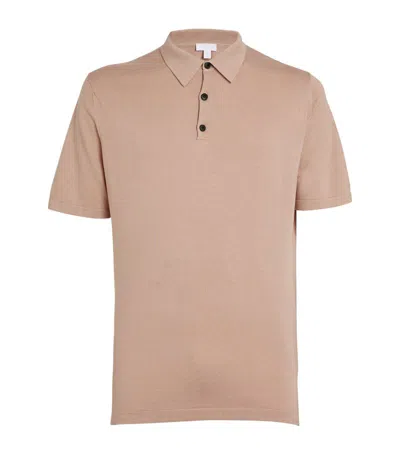 Sunspel Sea Island Cotton Polo Shirt In Pink