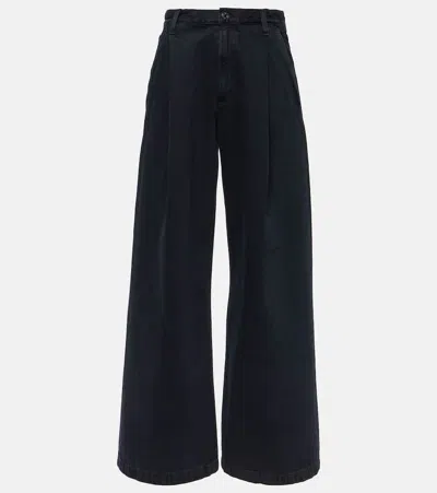 Agolde Ellis Low-rise Wide-leg Jeans In Black