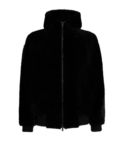 Fear Of God Shearling Hooded Bomber In Black