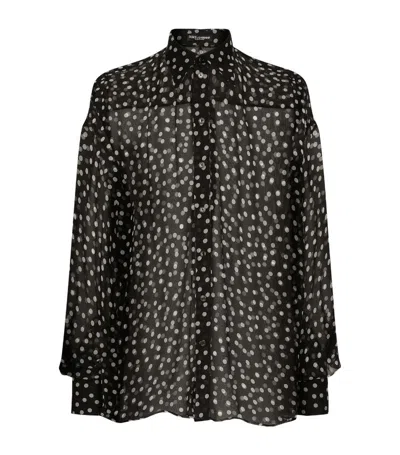 Dolce & Gabbana Silk Polka-dot Shirt In Multi