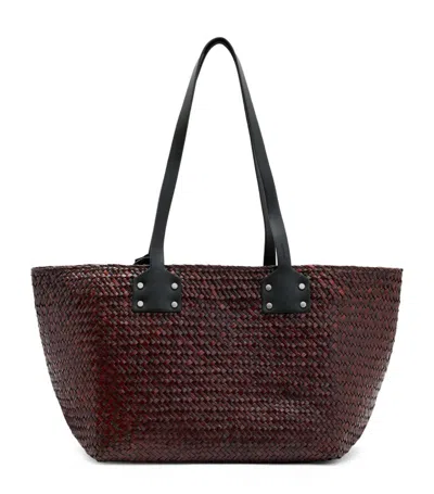 Allsaints Mosley Straw Tote Bag In Peat Brown