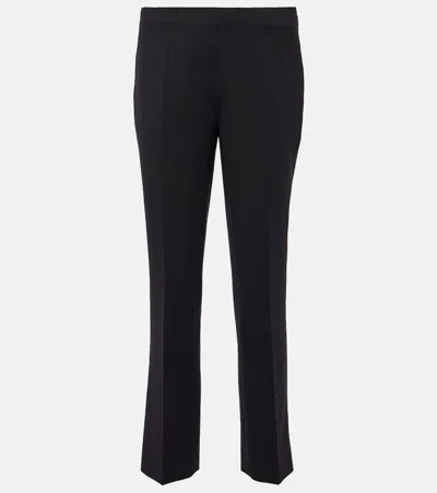 Ferragamo Mid-rise Wool-blend Cropped Slim Pants In Black