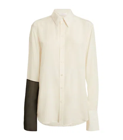 Helmut Lang Silk Contrast-sleeve Shirt In Multi