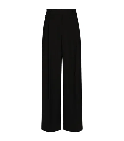 Dolce & Gabbana Virgin Wool Wide-leg Trousers In Multi